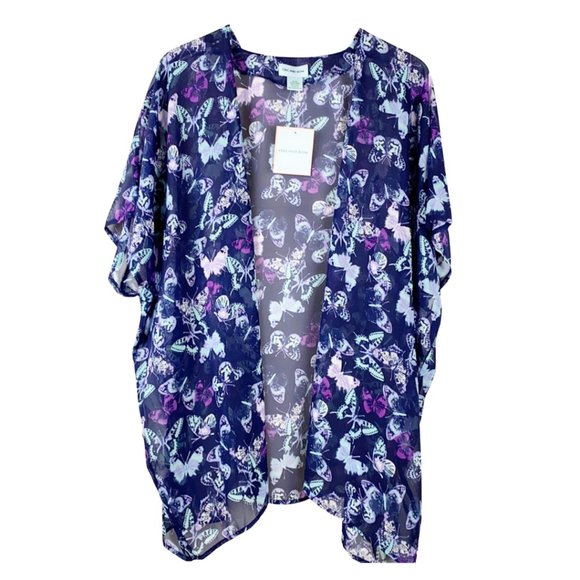Orchid Row Butterly Printed Chiffon Kimono - Picture 3 of 10